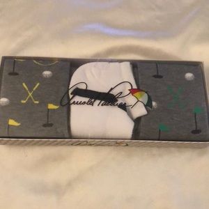 Arnold Palmer 3 Pair Men’s Sock Set 2 Crew & 1 Low Rider Golf Themed Sealed
